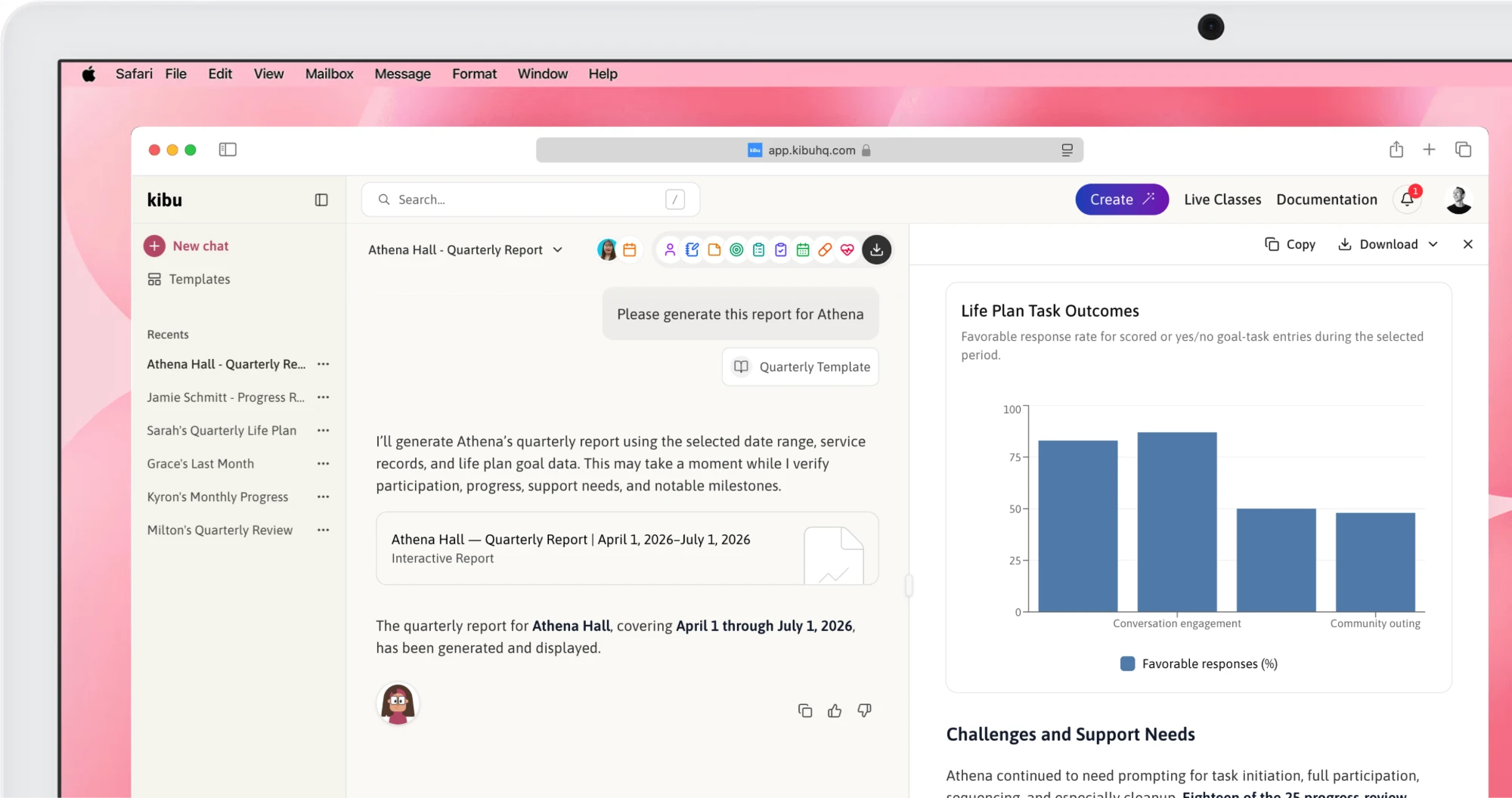 Clara AI-powered reports interface
