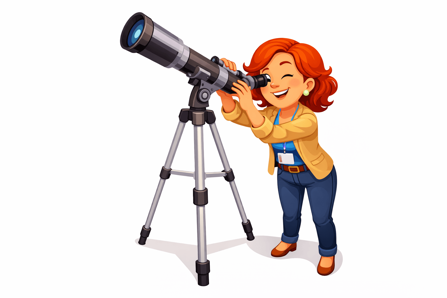 Provider looking through telescope searching for content